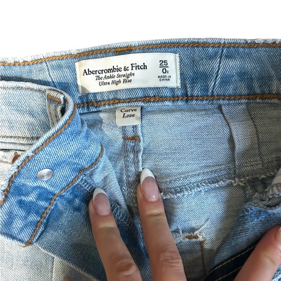 Abercrombie & Fitch The Ankle Straight Ultra High Rise Curve Love Jeans Two Tone - Picture 5 of 8